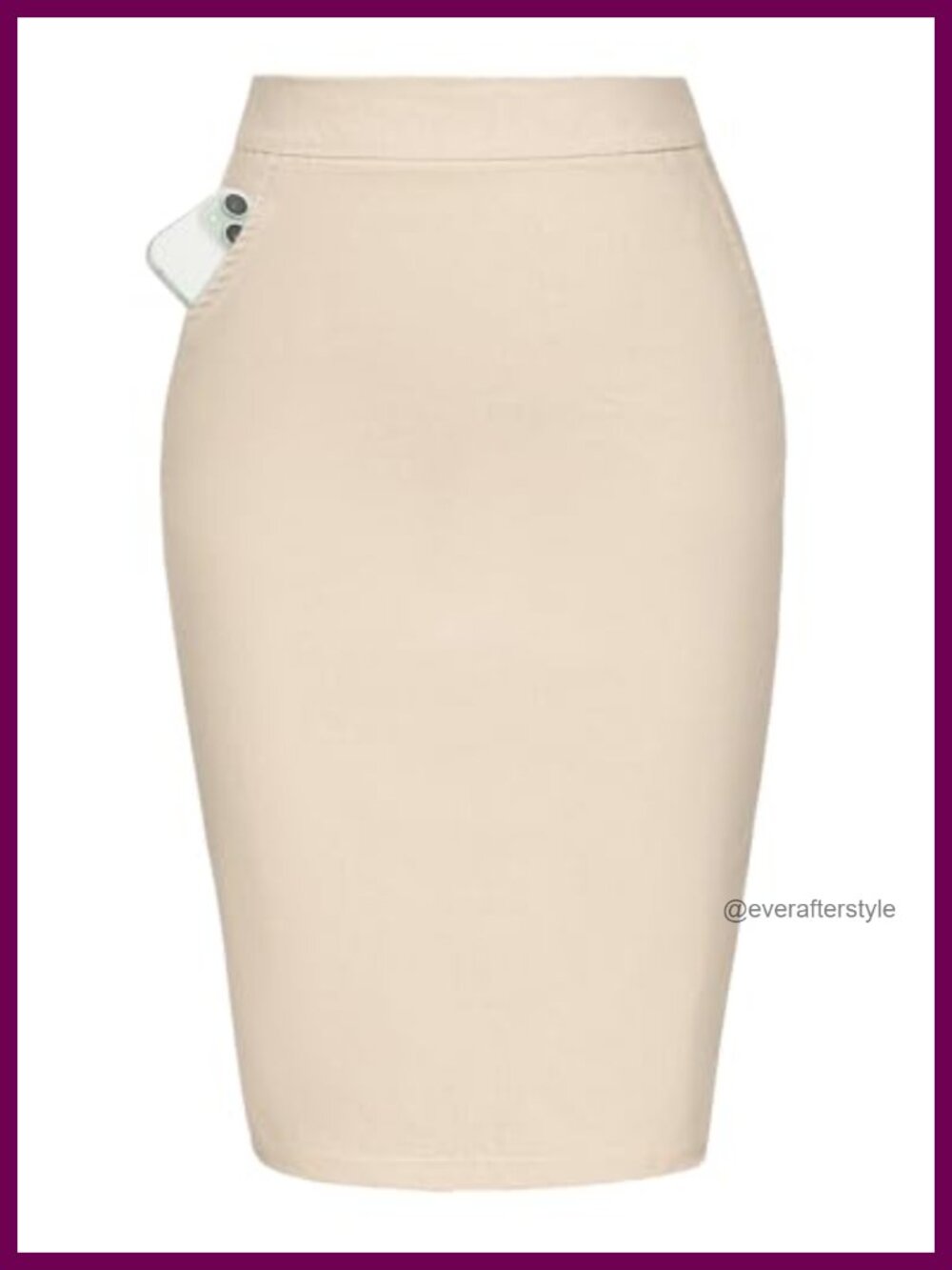 High Waist Knee Length Pencil Skirt with Pockets